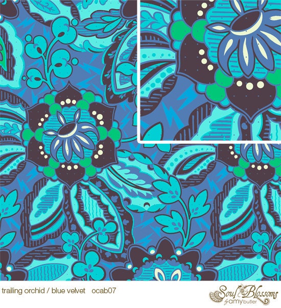 Soul Blossom LAMINATED fabric Orchid yardage (aka oilcloth, vinyl, coated, slicker) WIDE BPA free Amy Butler
