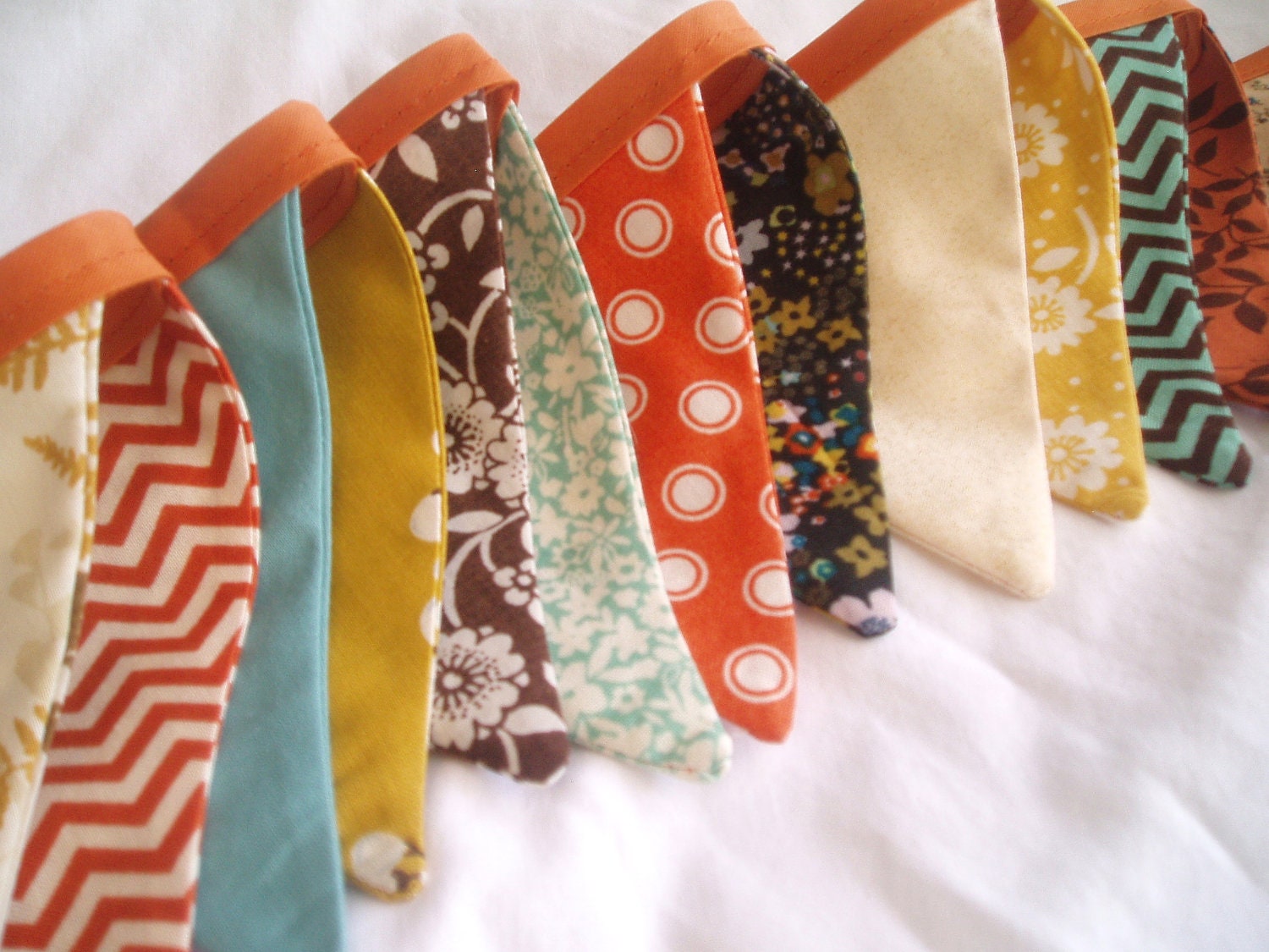 Fall/ Autumn Bunting Banner Garland-Aqua Blue, Spiced Orange, Mustard Yellow, Warm Brown, Red
