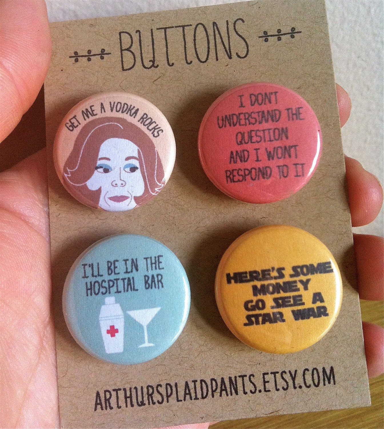 Arrested development, arrested development pins, Lucille Bluth, pinback button set, Gangy, handmade 1" buttons