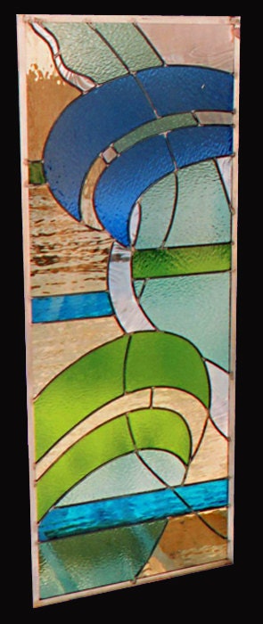 Stained Glass Panel - "Puerto Penasco"  Abstract Stained Glass