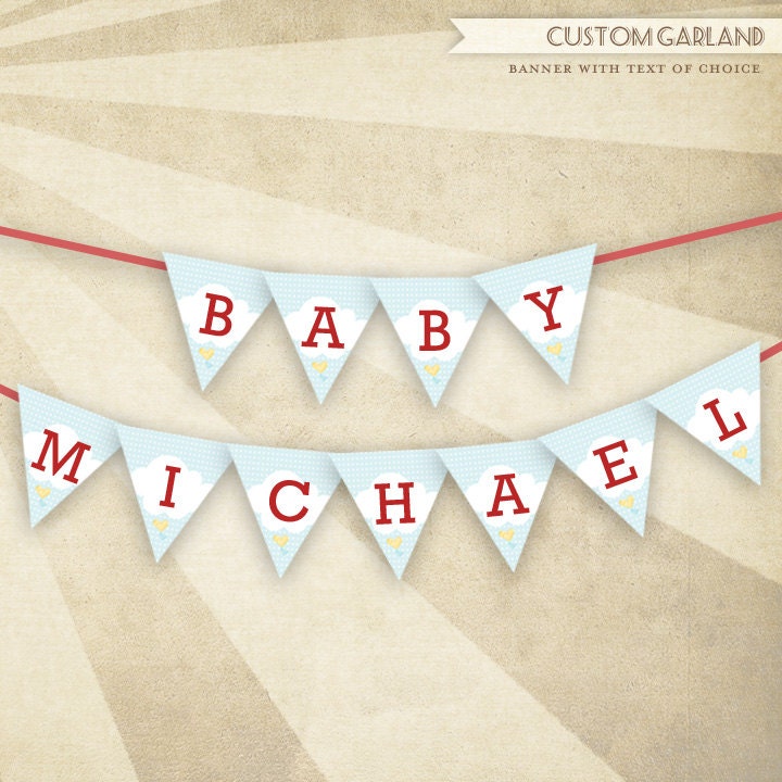 Cars & Airplanes Baby Shower - CUSTOM PRINTABLE Baby Name Garland