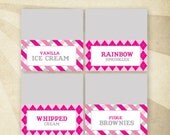 Sweet Shoppe Girl Baby Shower - CUSTOM PRINTABLE Tent Cards (Pink)