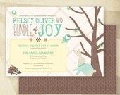 CUSTOM Winter Baby Shower - CUSTOM PRINTABLE Invitation (Mint and Yellow)
