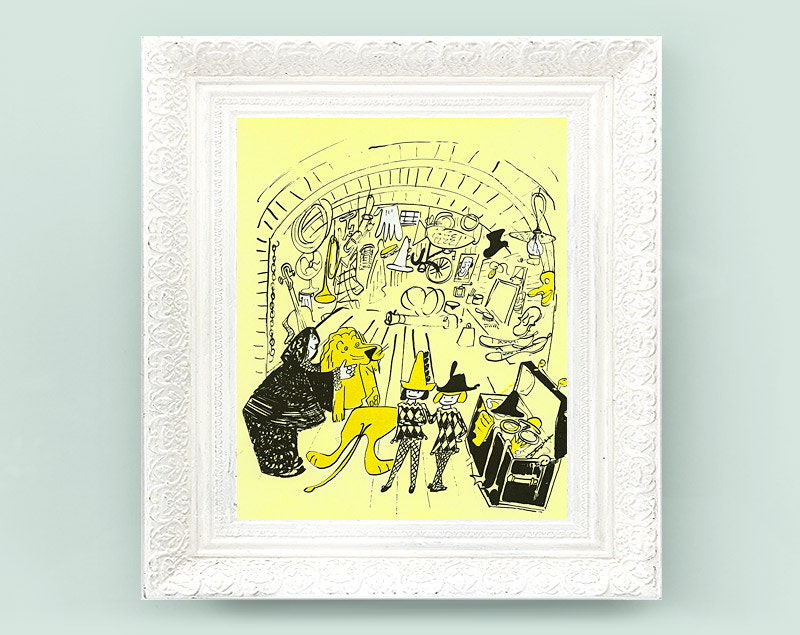 Vintage Madeline Print. Original French Book Plate Illustration 6.5 X 8.25 inches . Carival Circus Lion France Paris Ludwig Bemelmans