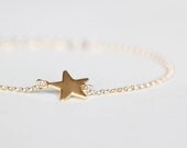 Star Bracelet - gold wish star bracelet, 14k gold filled friendship bracelet, stocking stuffer gift under 30