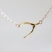 Sideways Gold Wishbone Necklace - horizontal wish bone 14k gold filled necklace by petitor etsy