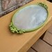 Vintage Mirror Vanity Tray upcycled olive green birds mid century modern home decor