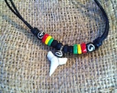 Shark Boy RASTA Necklace - shark tooth necklace - gift wrapped party favor set of one