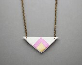 Geometric Pattern Triangle Necklace (Purple - Gold) - Modern Handmade Jewellery