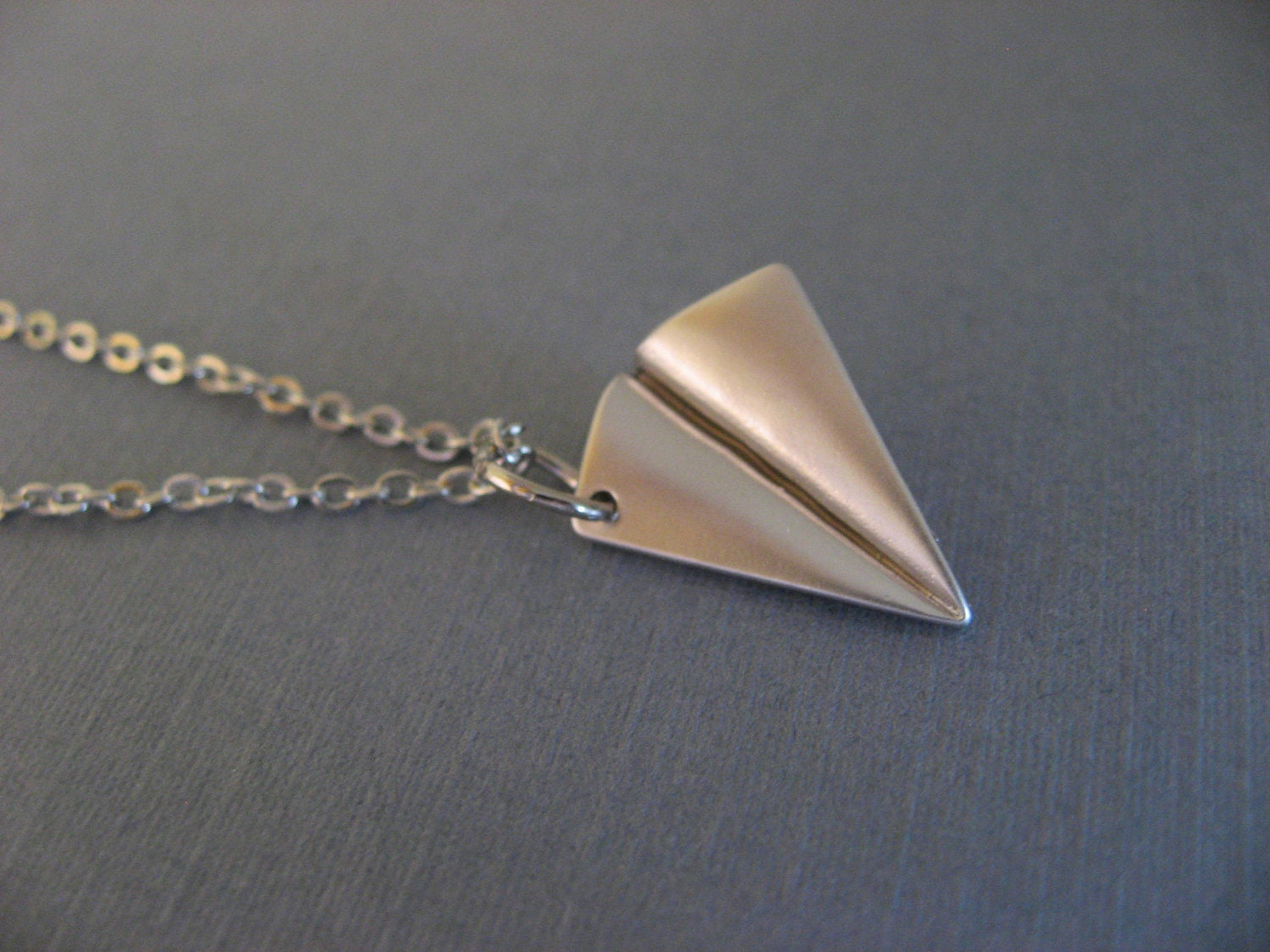 Silver Paper Airplane Necklace, Harry Styles, One Direction, 1D Necklace, Matte Rhodium Finish