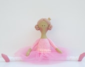 Pink ballerina doll - cute fabric doll, cloth doll stuffed doll softie rag doll ballet dancer-  birthday gift for girls