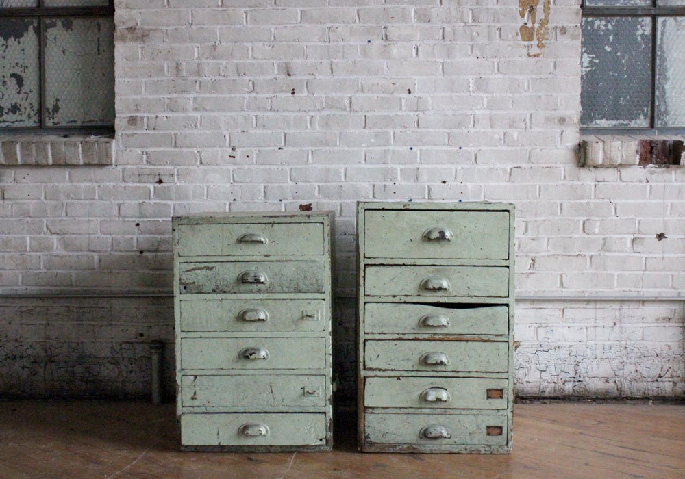 Industrial Scovill Green Set of Drawers, Number Two