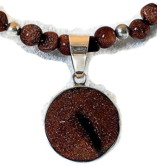 Necklace Goldstone Sterling Silver Jewelry