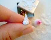 Miniature gift box - tiny tin box with a gnome, a glittery mushroom and a little bell