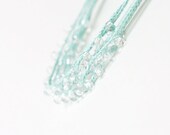 Mint blue linen necklace with transparent glass beads Multi strand Rustic jewelry Natural Aqua blue Gift for her under 25 ohtteam