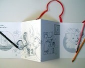 Kids personalised gift. Summer activities. Concertina colouring book. Doodling. Kids wall art. Art for kids. Boy illustration.