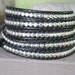 5x Wrap Silver Rounded Cube Beaded Black Leather Wrap Bracelet - Chan Luu Style
