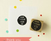 Hand Carved Thank You Circle Rubber Stamp