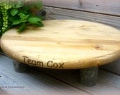 PERSONALIZED Round Cake Stand Cupcake Rustic Shabby Chic Wedding 18" X-Lg  Wood Tree Slice Stand Reception