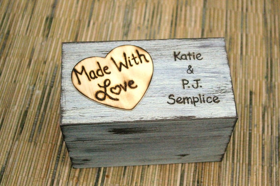 Rustic Recipe Box Painted and Distressed in the COLOR of YOUR CHOICE and Heart or Mason Jar