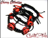 Red and Black Skulls and Spikes Bead Bracelets