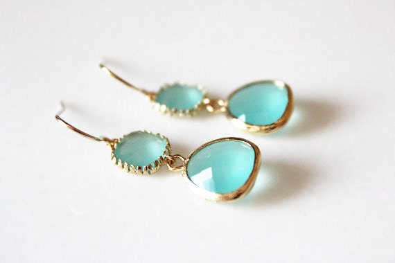 Aqua & Gold Glass Drops