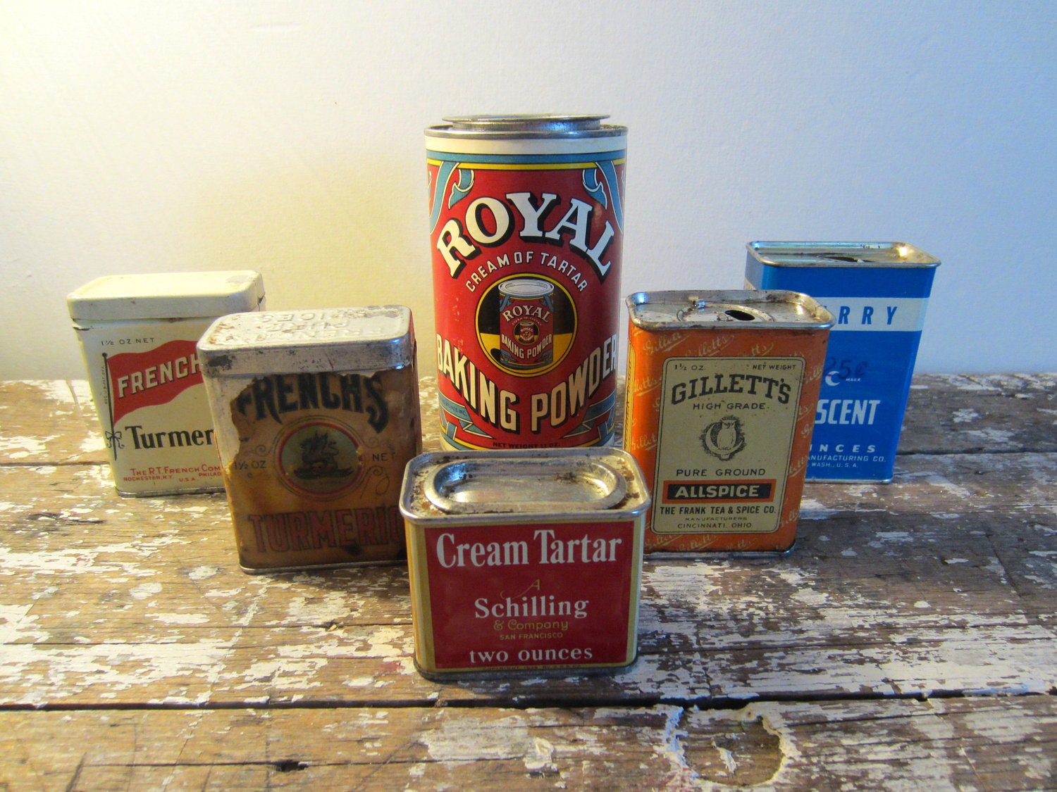 Vintage Baking Tins Spice Tins Royal Baking Powder