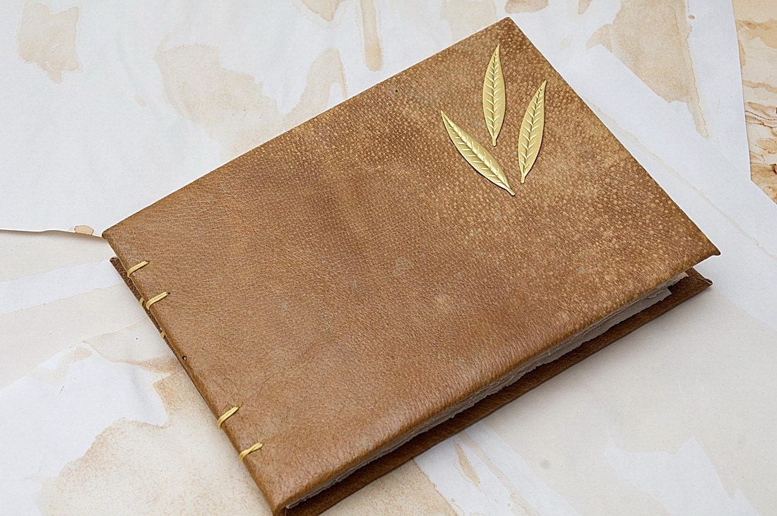 Leather Coptic Vintage Style Book, Journal, Diary  -  Blank vintage style pages - Real Leather Cover.