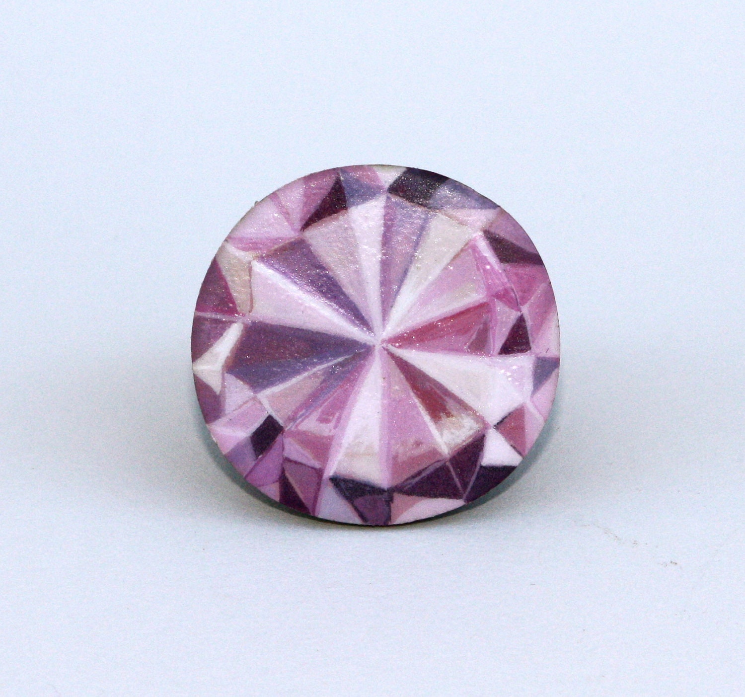 Pink Gemstone hand painted on Rosewood Ring