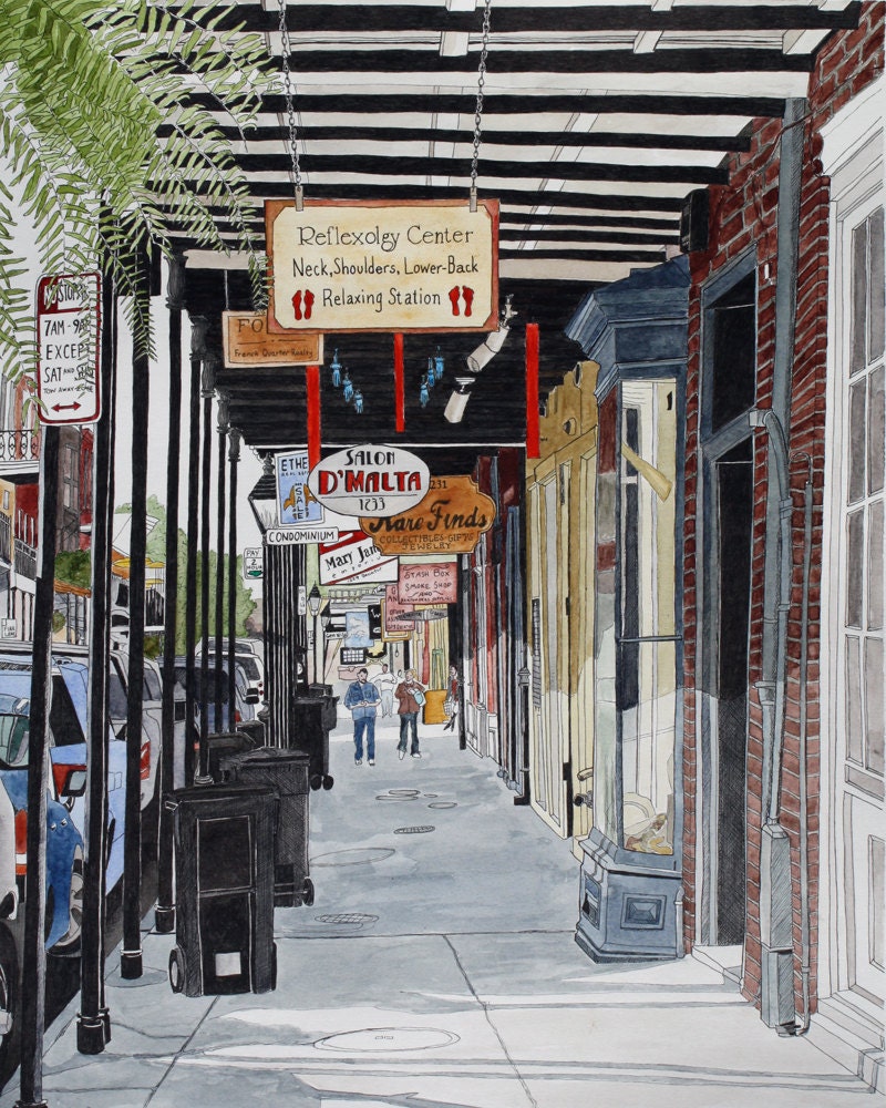 French Quarter Art Print - New Orleans 8 -  Street Scene 5 x 7