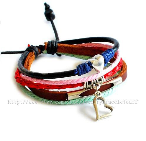 Jewelry bangle leather bracelet men bracelet women bracelet with leather ropes metal SH-00000020