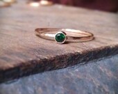 1 Hammered Birthstone Stacking Ring with 14k gold set faceted gemstone
