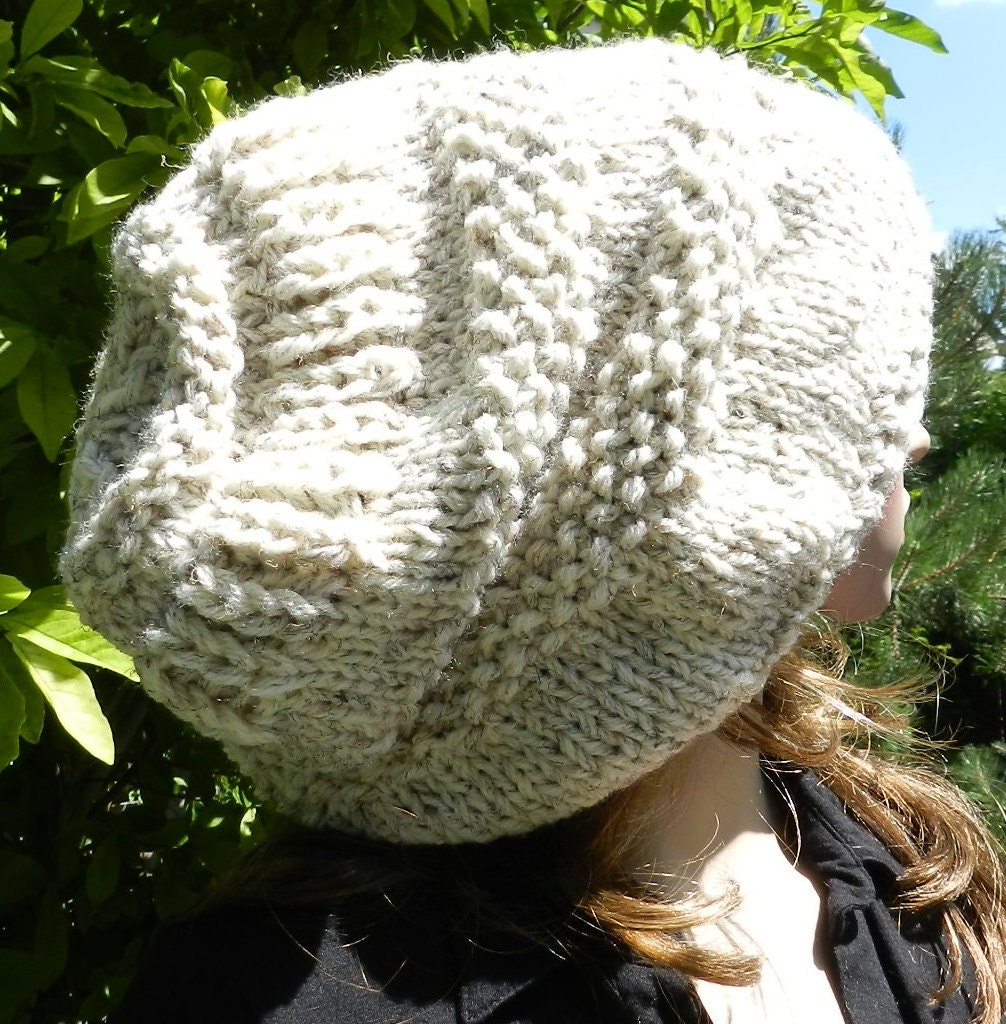 Hand Knitted HIPPIE Hat EXTRA Large Baggy super chunky Slouch Hat, Rasta Cap, Big Beanie, Baggy in OATMEAL