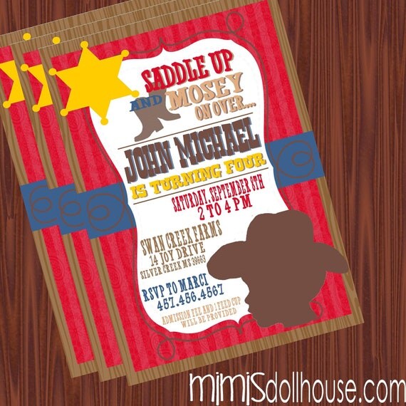 Cowboy Invitation- Printable Western Cowboy Birthday Party Invitation- Cowboy Printable Invitation PDF/JPEG Il_570xn