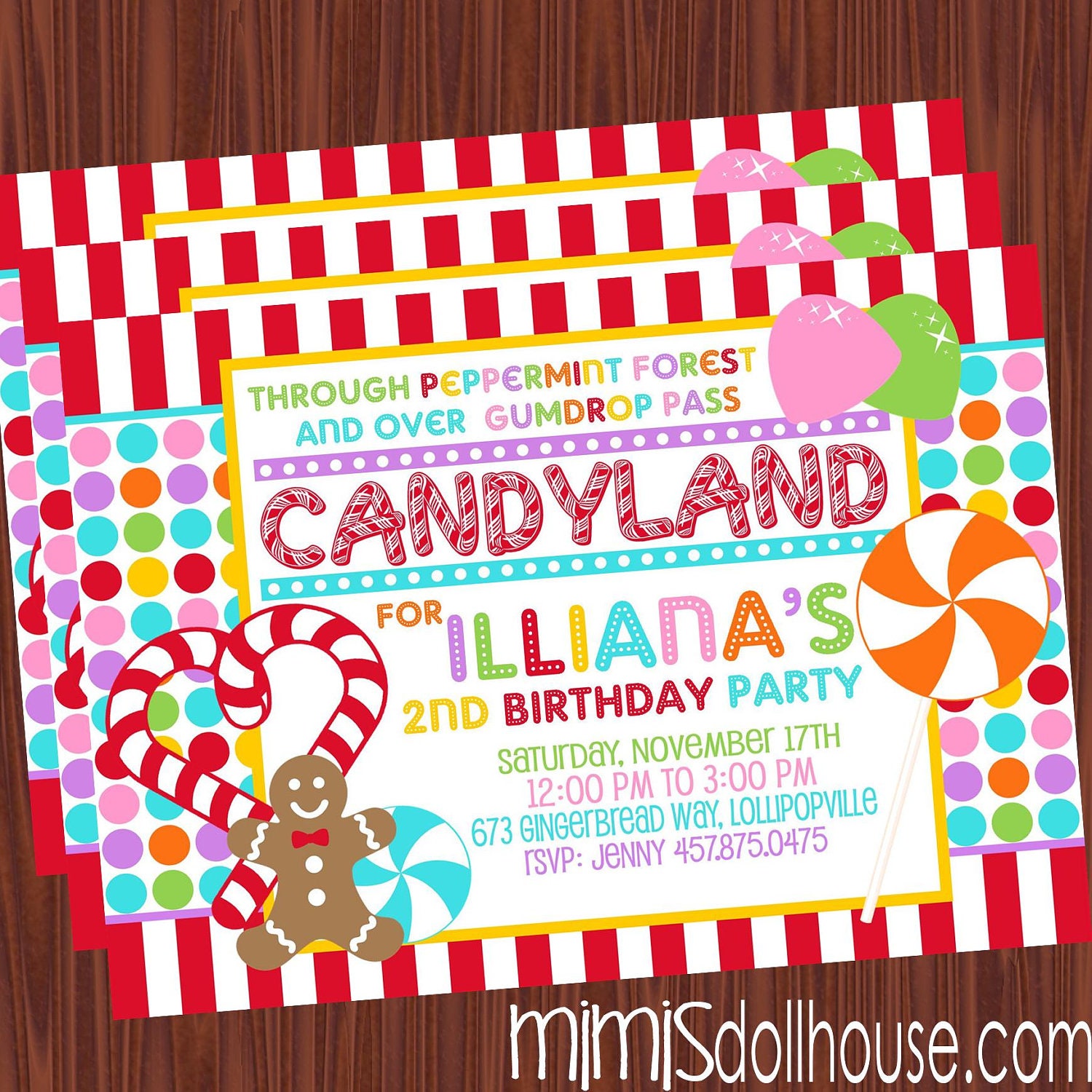 Candyland Invitation- Printable Candy Land Birthday Invitation PDF/JPEG Il_570xn