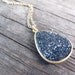 Black Druzy Agate Necklace - Long Gold Necklace