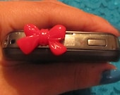 Cute Red Bow Ear Phone Dust Cap Cover Iphone Handmade