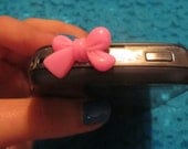 Cute Pink Bow Ear Phone Dust Cap Cover Iphone Handmade