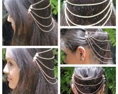 Gold Tone Metal Hair Clip Combs Link Chain Handmade Hair Jewelry Swarovski Beads
