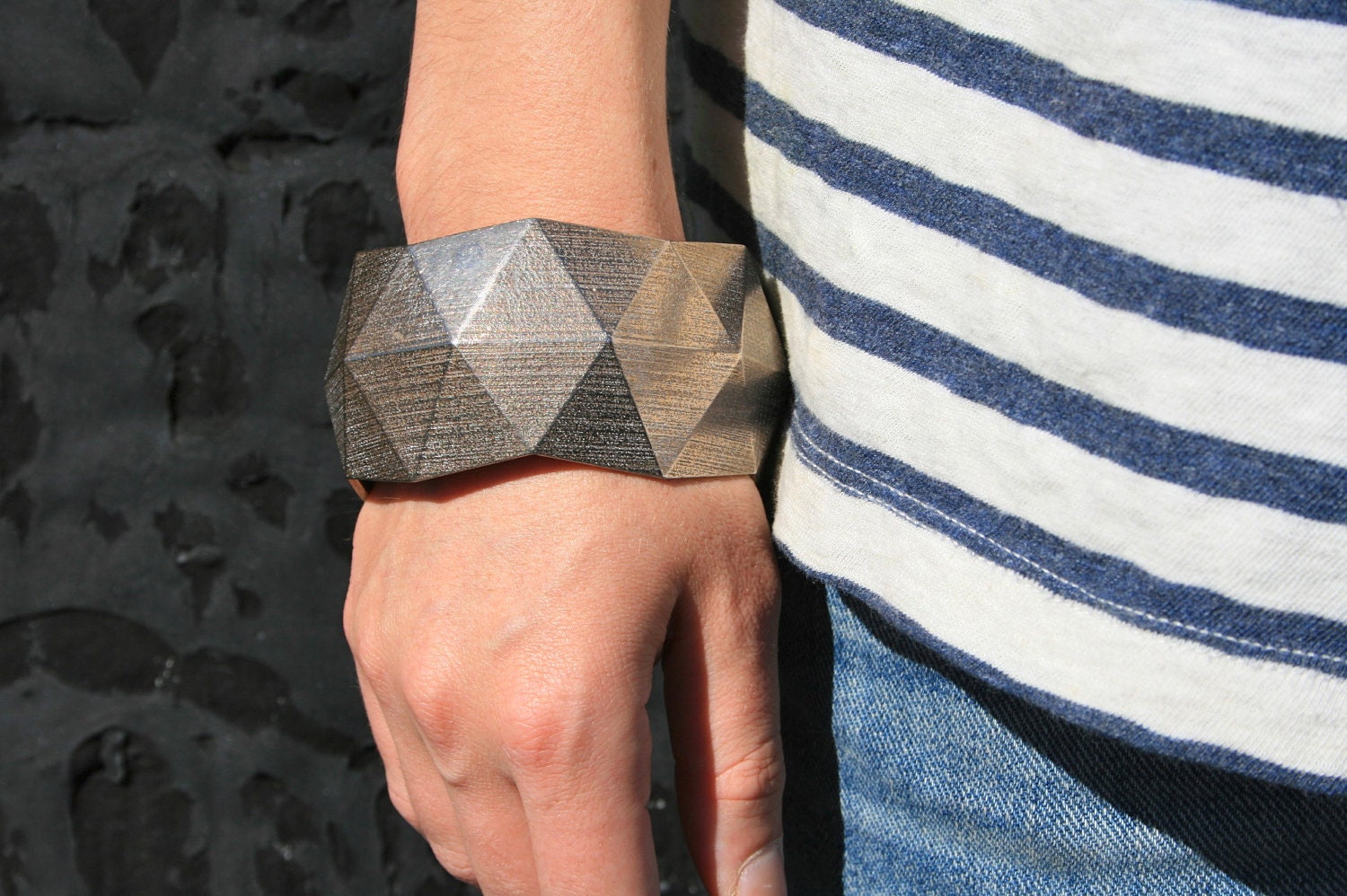 Bang Cuff - Stainless steel geometric 3C printed bracelet