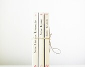 Jean-Paul Sartre Trio, vintage French books, existentialism, white, ivory, cream, off-white, taupe, black, interior design, old, home decor - modulem