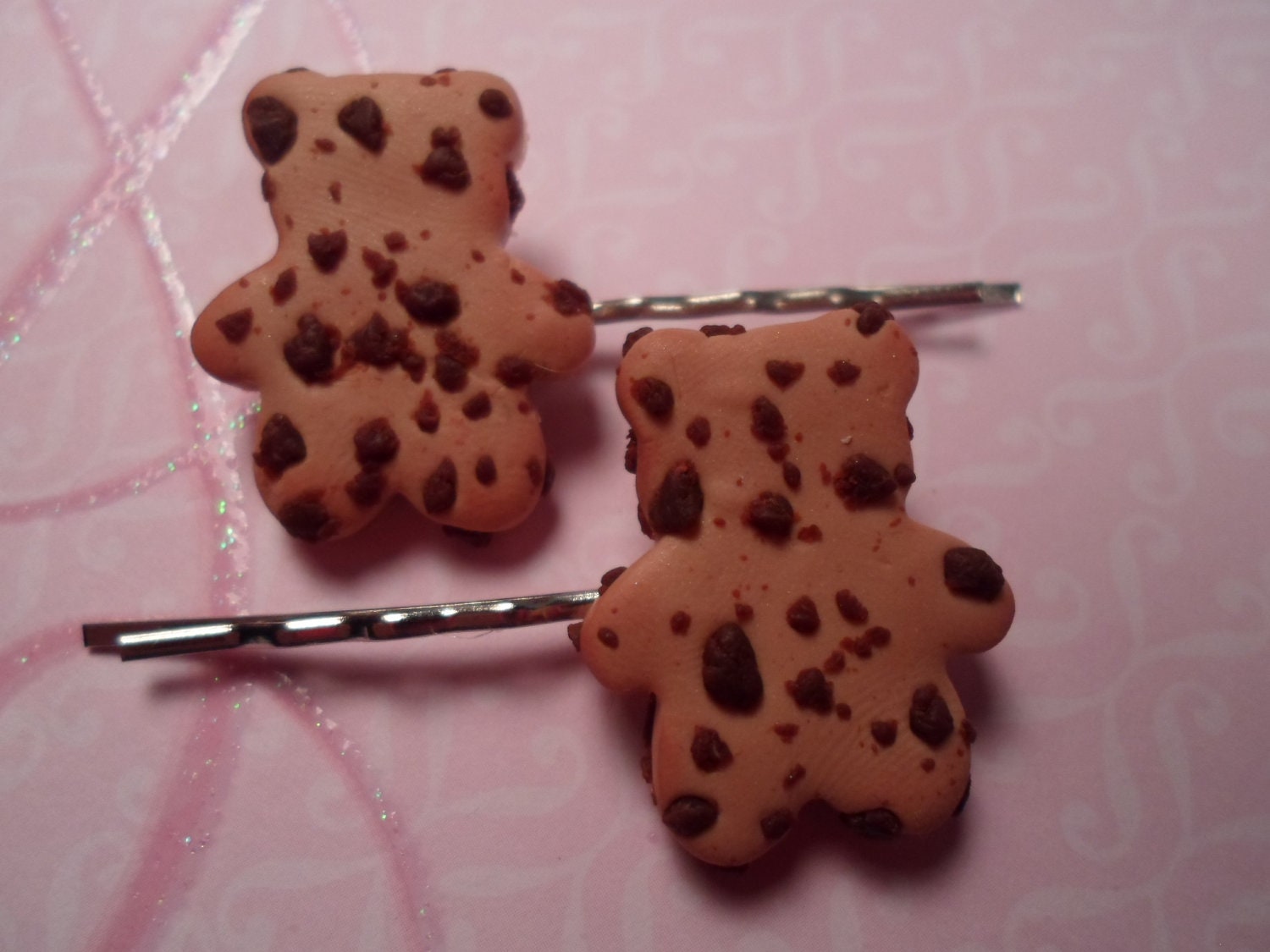 Chocolate Chip Cookie Bears Bobby Pin Pair