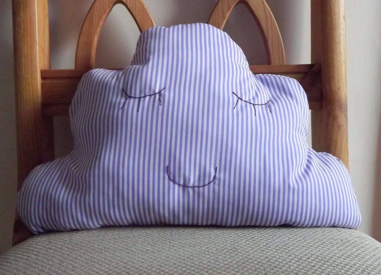 Big Sleepy Cloud // Hand stitched fabric cloud // purple and white stripes
