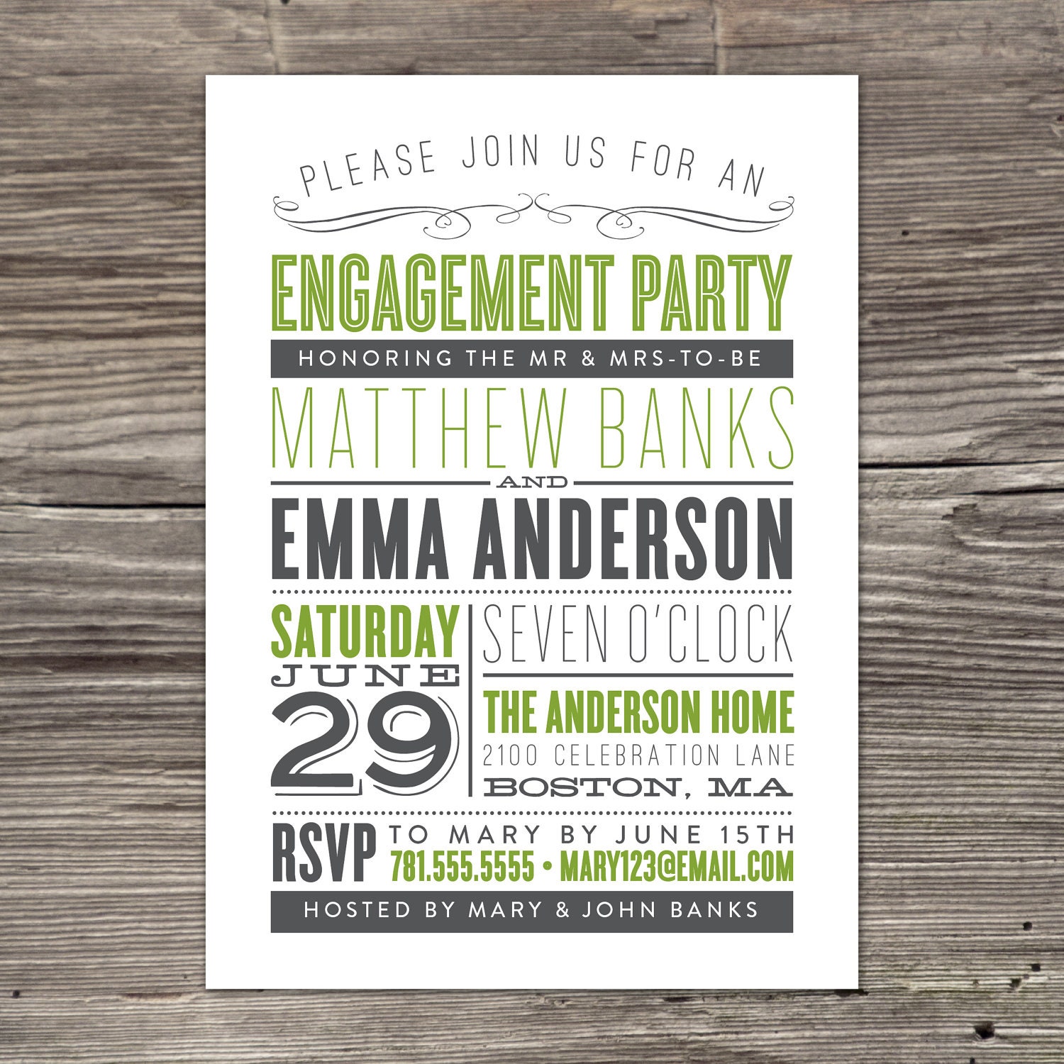Old Fashioned Engagement Party Invitation