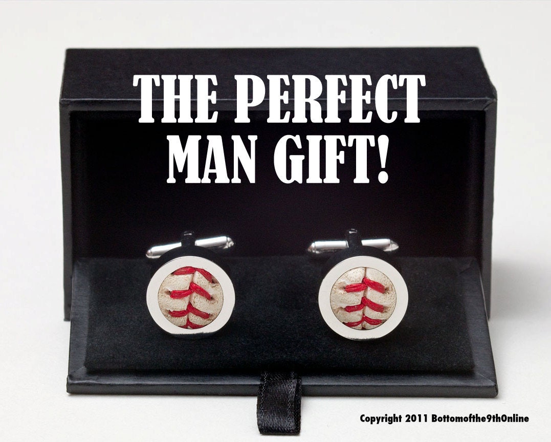 Game Used Baseball Cufflinks w/ GIFT BOX Man Gift