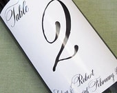 Table Numbers Wine Labels with Classic Calligraphy Script