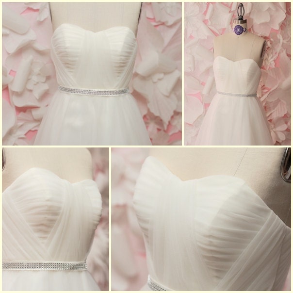 Mila - Tulle Wedding Gown, Soft Ivory, Sweetheart Neckline, Ruched Bodice