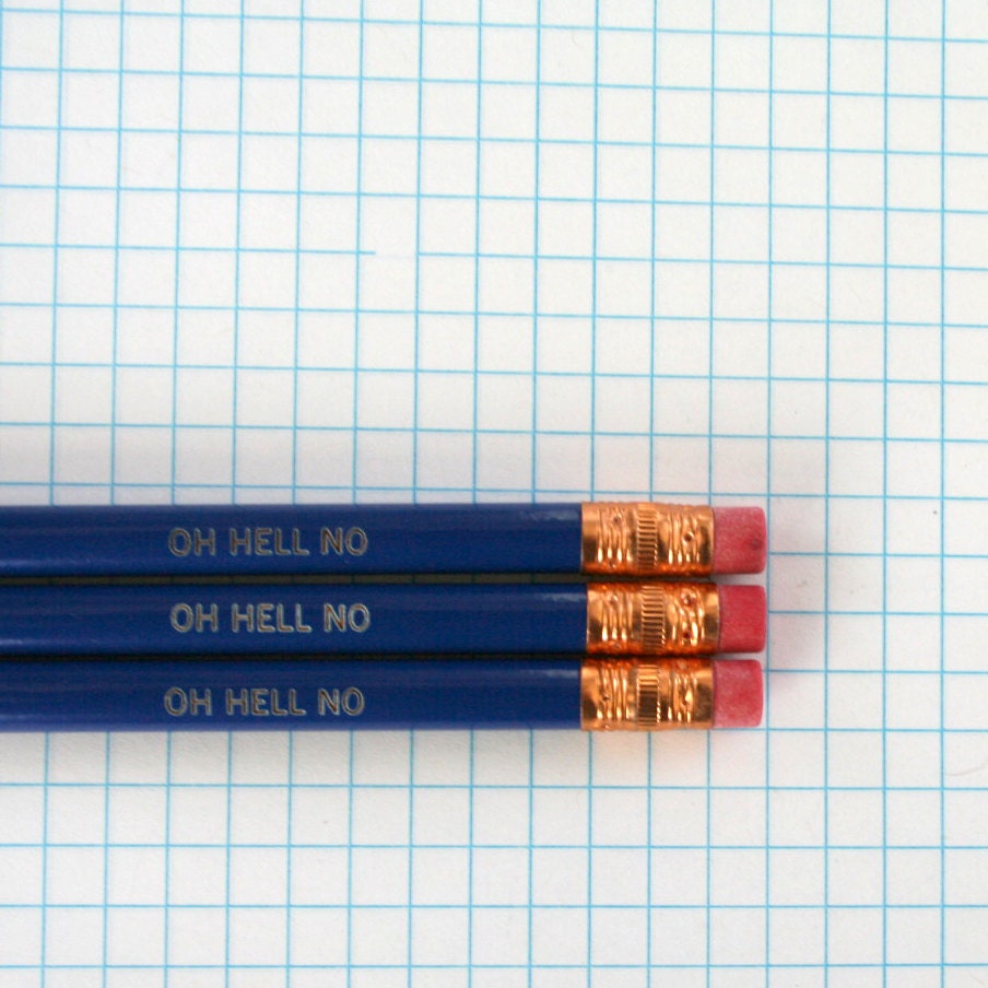 oh hell no engraved pencil set three 3 midnight blue pencils.