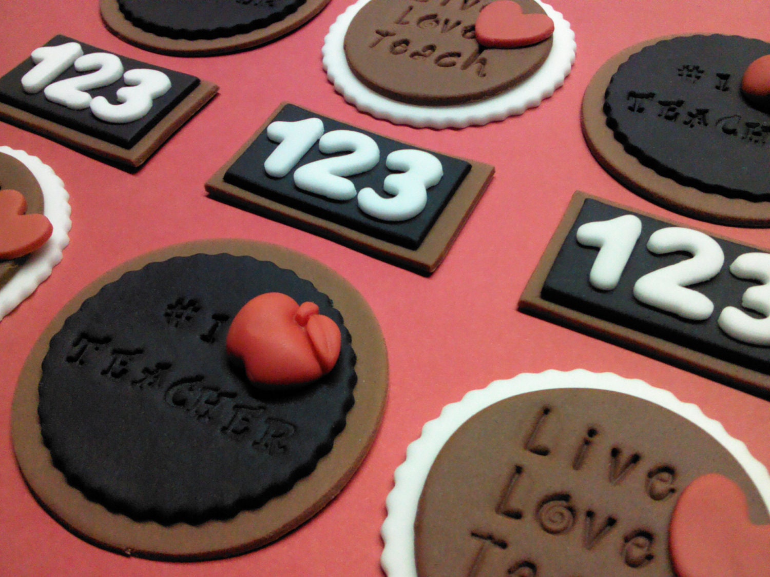 Teacher Appreciation, Pick Your Pieces, Edible Fondant Cupcake Toppers