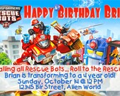 Transformer Rescue Bots Birthday Invitation or Thank You note, Personalized, Custom -DIY "Unlimited" Printing